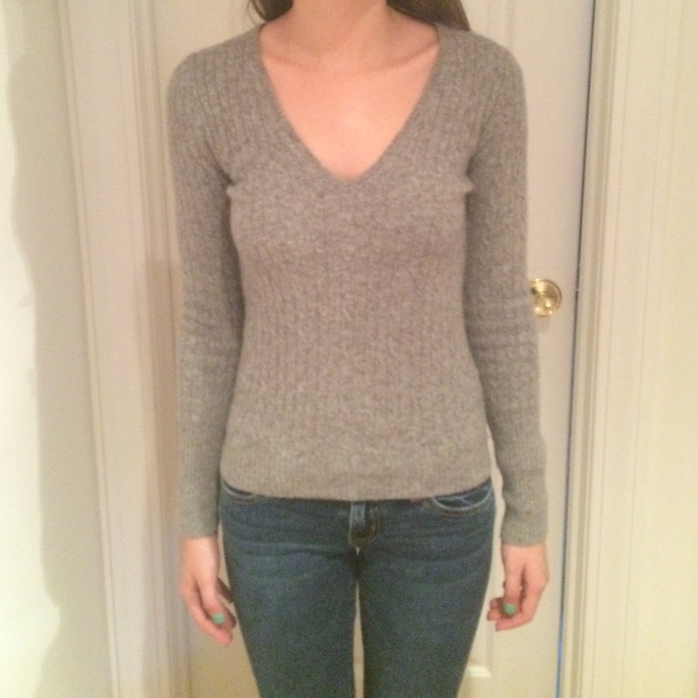 J. Crew Light Gray V-Neck Sweater